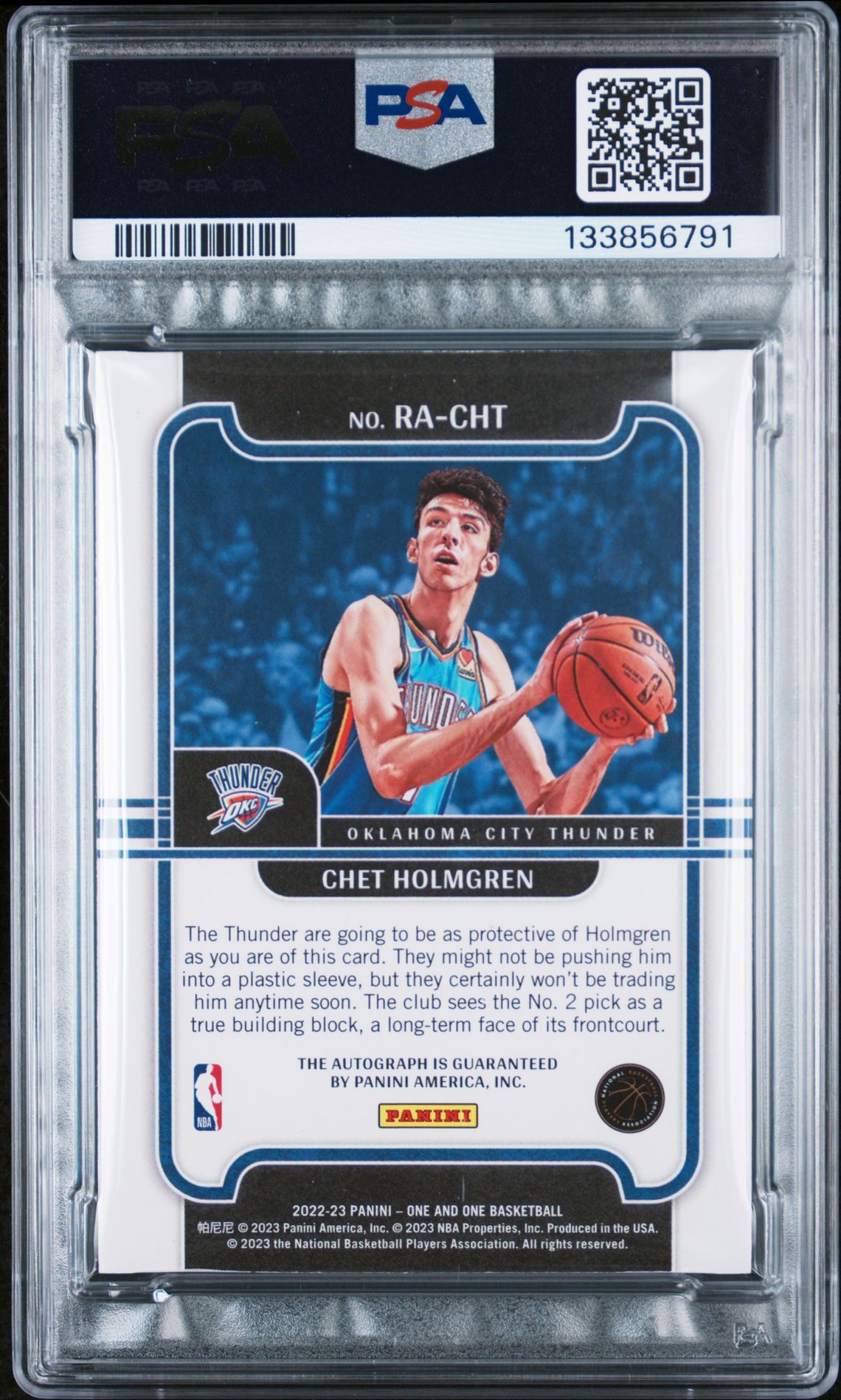 2022 Panini One And One Rookie Autographs Chet Holmgren #Racht (Rookie Autograph-Red) N0: Authentic back