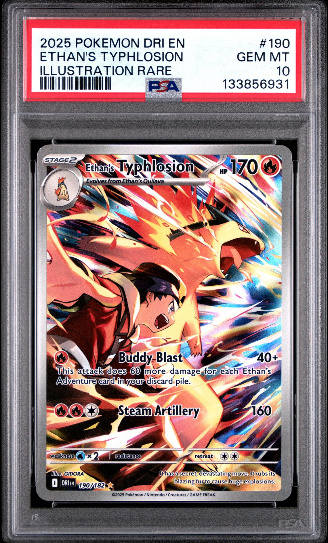 2025 Pokemon Dri En-Destined Rivals Ethan's Typhlosion #190 (Illustration Rare) Gem Mt 10 front