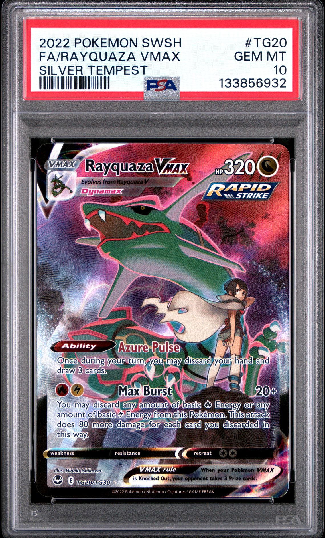 2022 Pokemon Sword & Shield Silver Tempest Fa/Rayquaza Vmax #Tg20 (Silver Tempest) Gem Mt 10 front