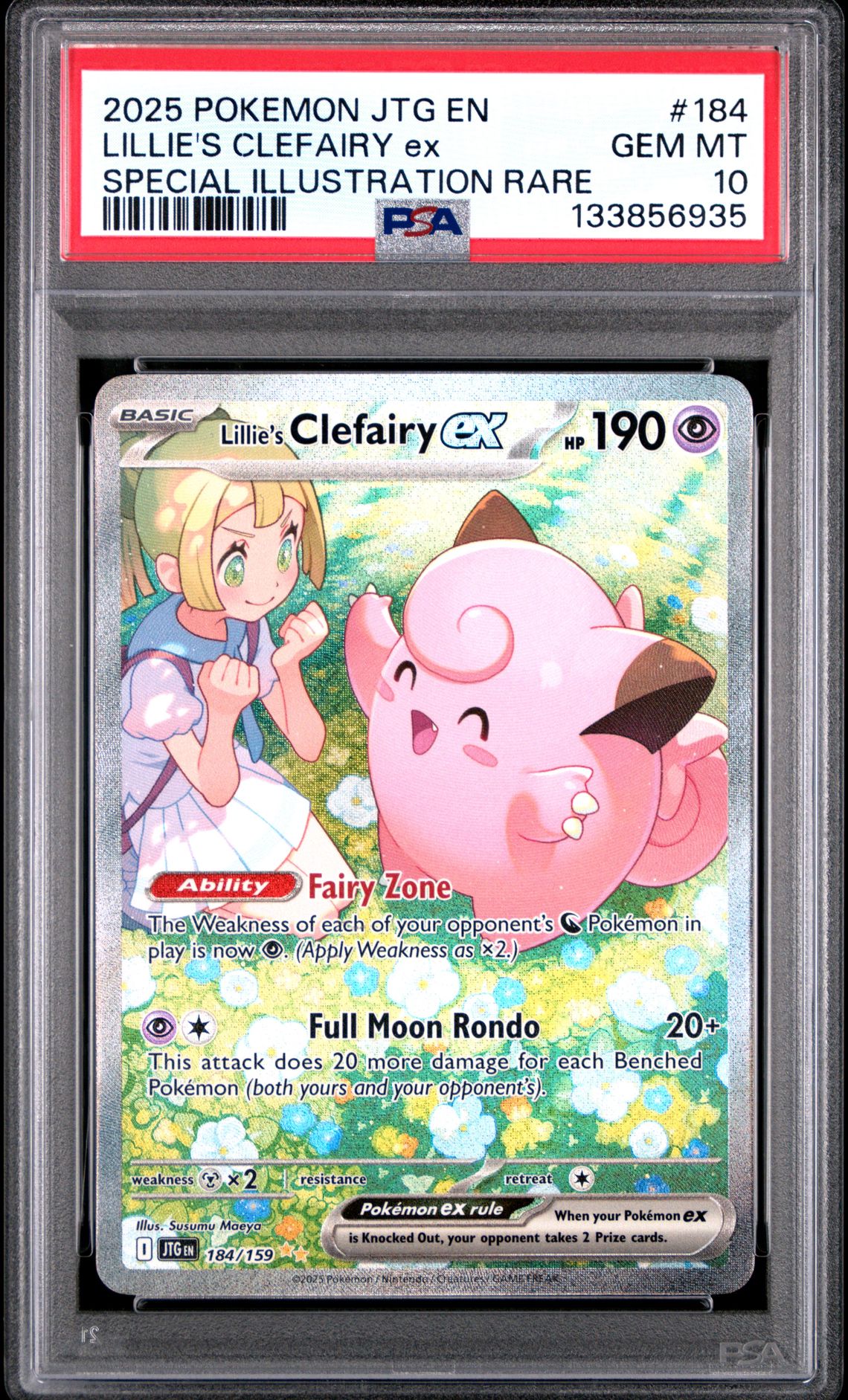 2025 Pokemon Jtg En-Journey Together Lillie's Clefairy Ex #184 (Special Illustration Rare) Gem Mt 10 front