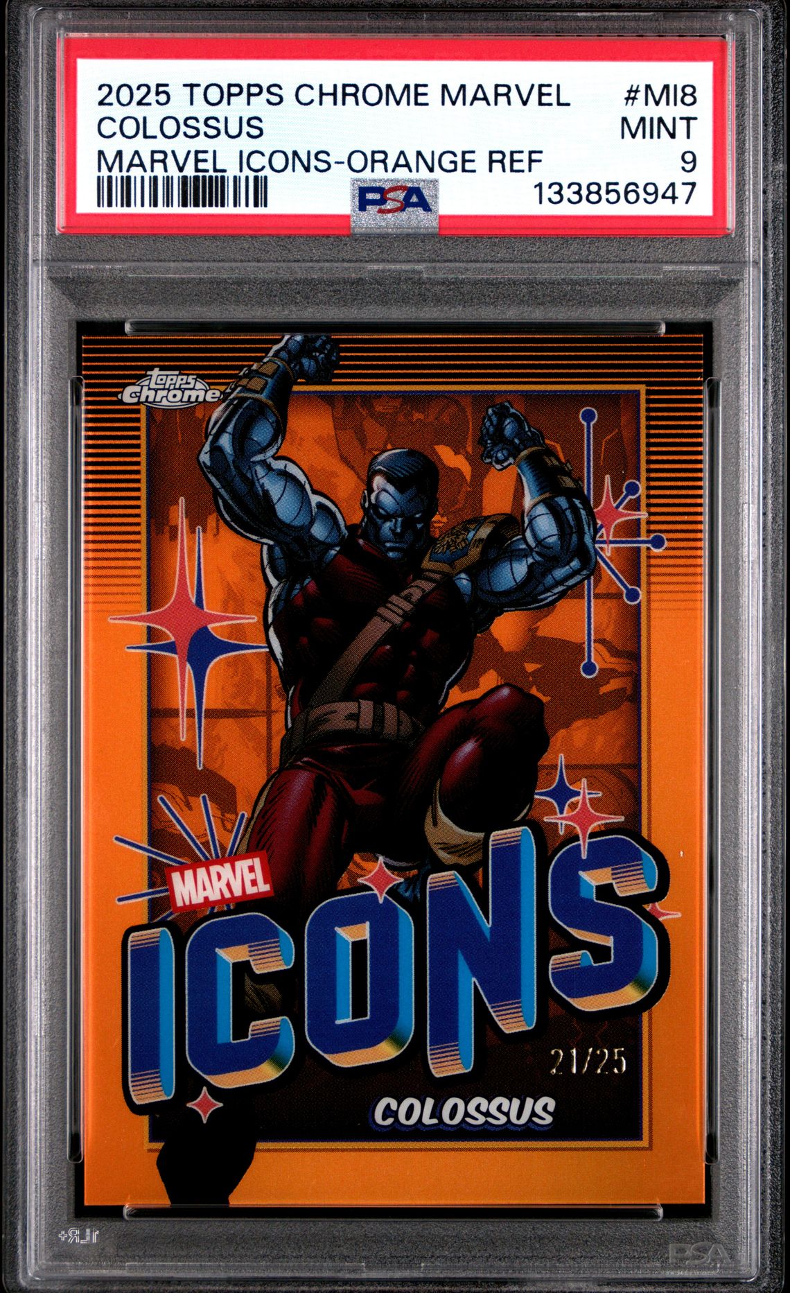 2025 Topps Chrome Marvel Marvel Icons Colossus #Mi8 (Marvel Icons-Orange Ref) Mint 9 front