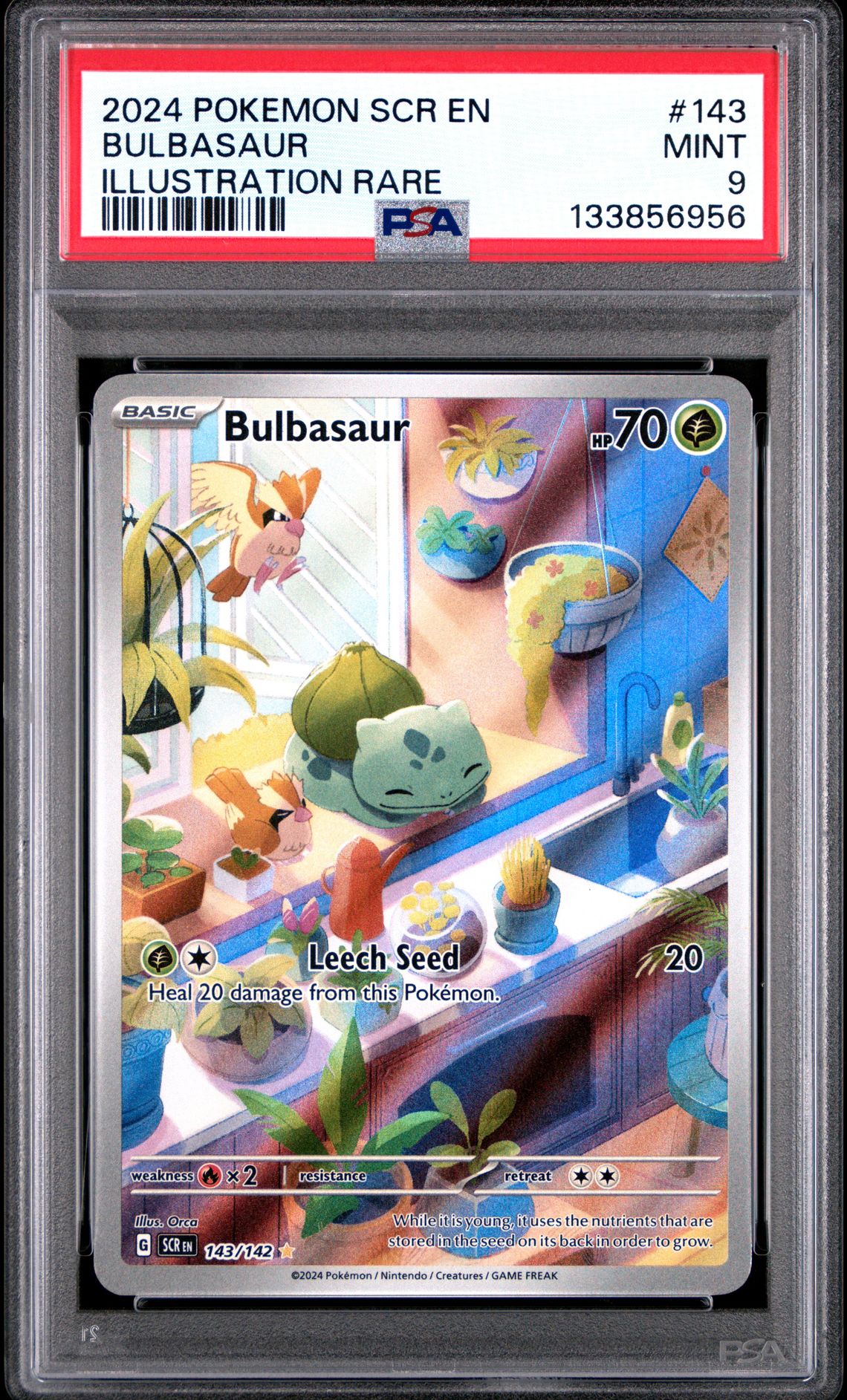 2024 Pokemon Scr En-Stellar Crown Bulbasaur #143 (Illustration Rare) Mint 9 front