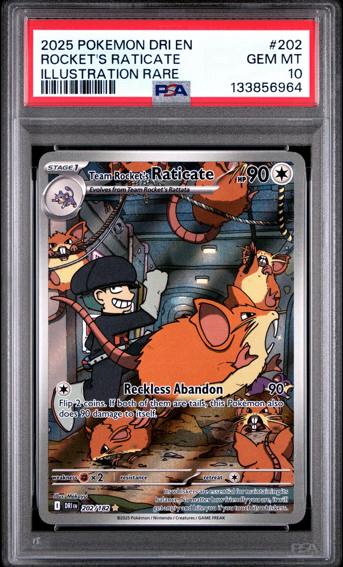 2025 Pokemon Dri En-Destined Rivals Rocket's Raticate #202 (Illustration Rare) Gem Mt 10 front