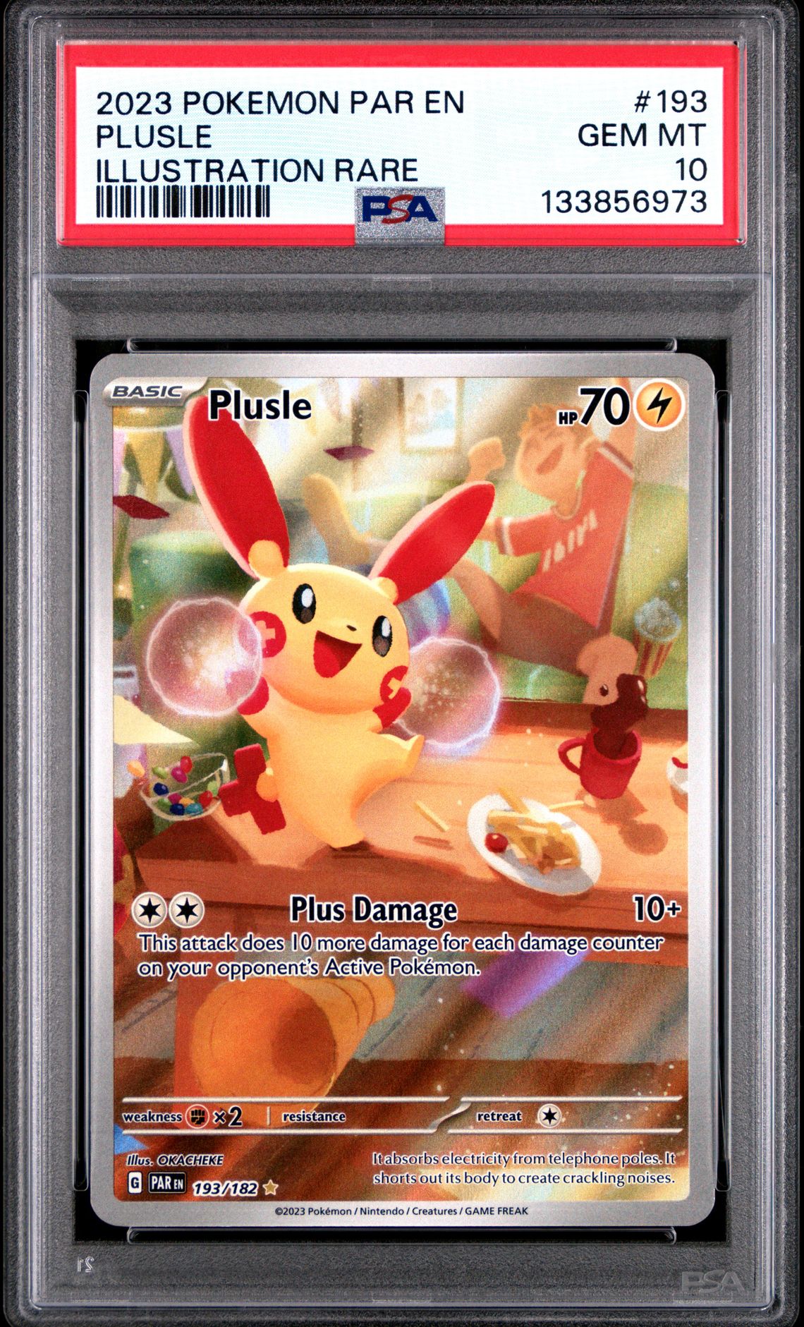 2023 Pokemon Par En-Paradox Rift Plusle #193 (Illustration Rare) Gem Mt 10 front