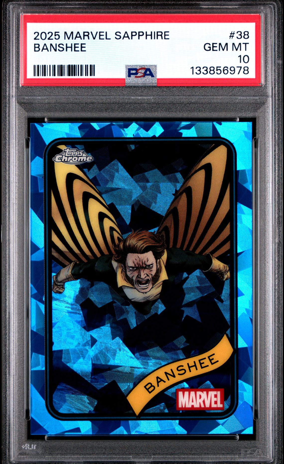 2025 Topps Chrome Marvel Sapphire Edition Banshee #38 Gem Mt 10 front