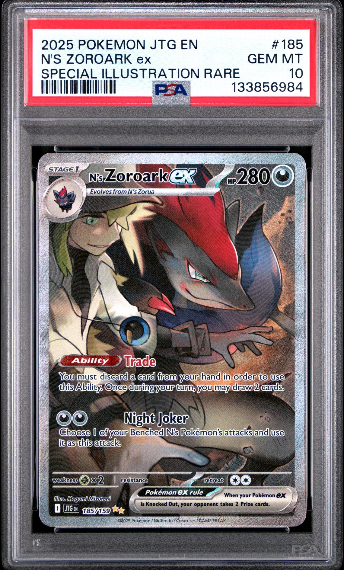2025 Pokemon Jtg En-Journey Together N's Zoroark Ex #185 (Special Illustration Rare) Gem Mt 10 front