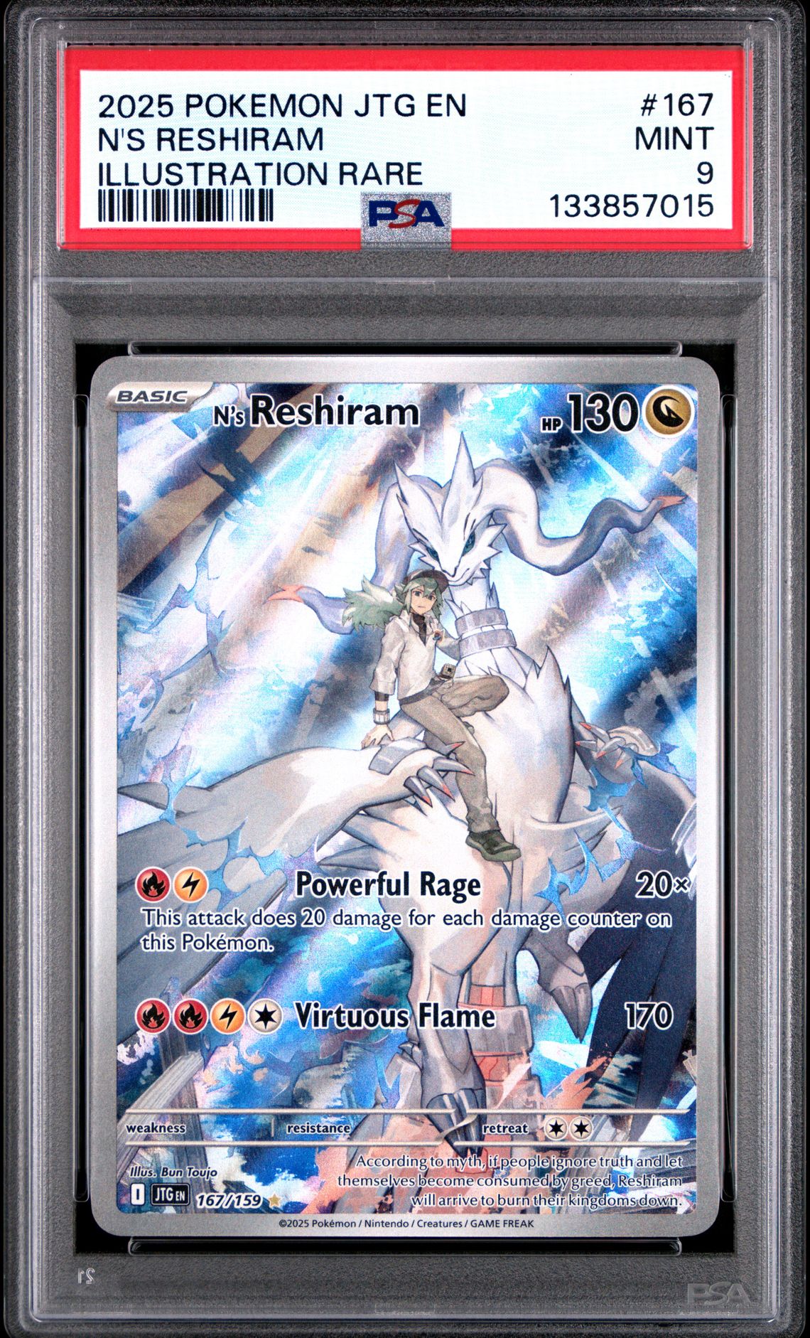 2025 Pokemon Jtg En-Journey Together N's Reshiram #167 (Illustration Rare) Mint 9 front