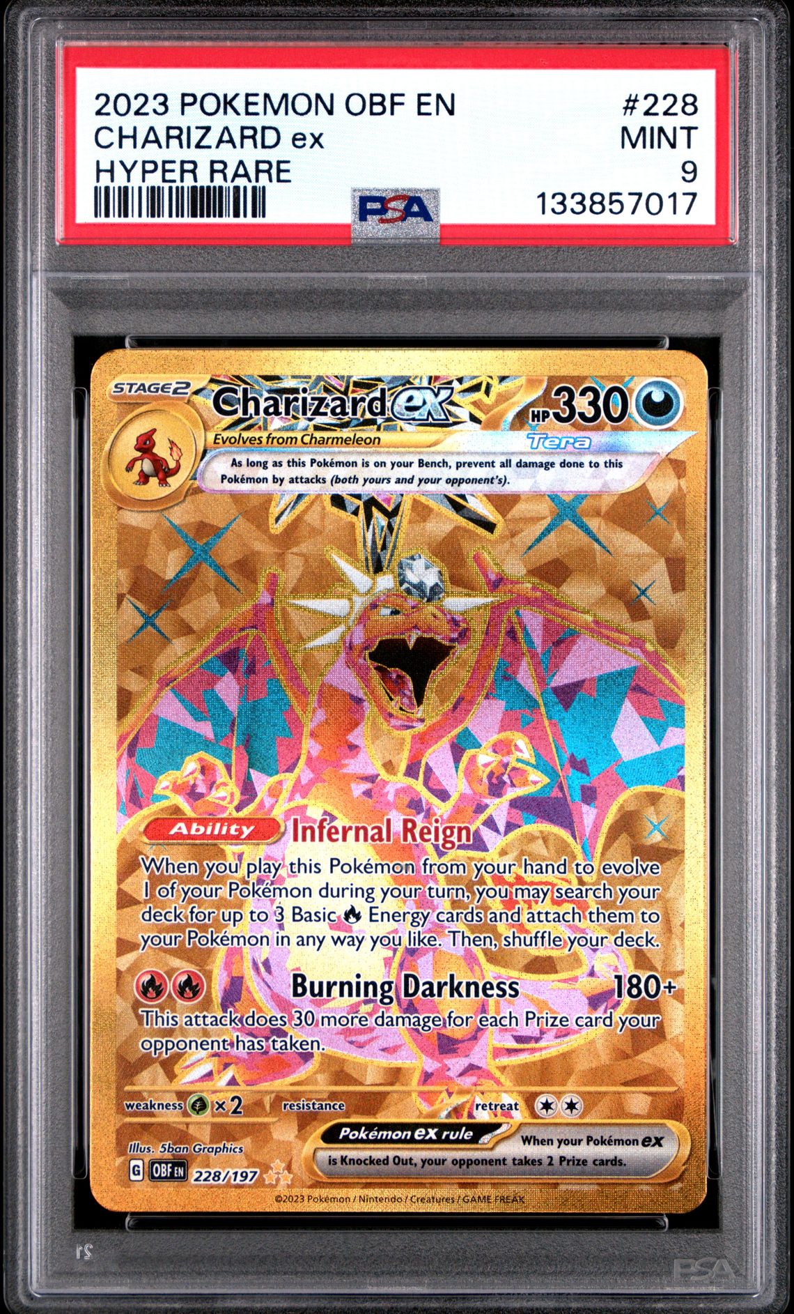 2023 Pokemon Obf En-Obsidian Flames Charizard Ex #228 (Hyper Rare) Mint 9 front