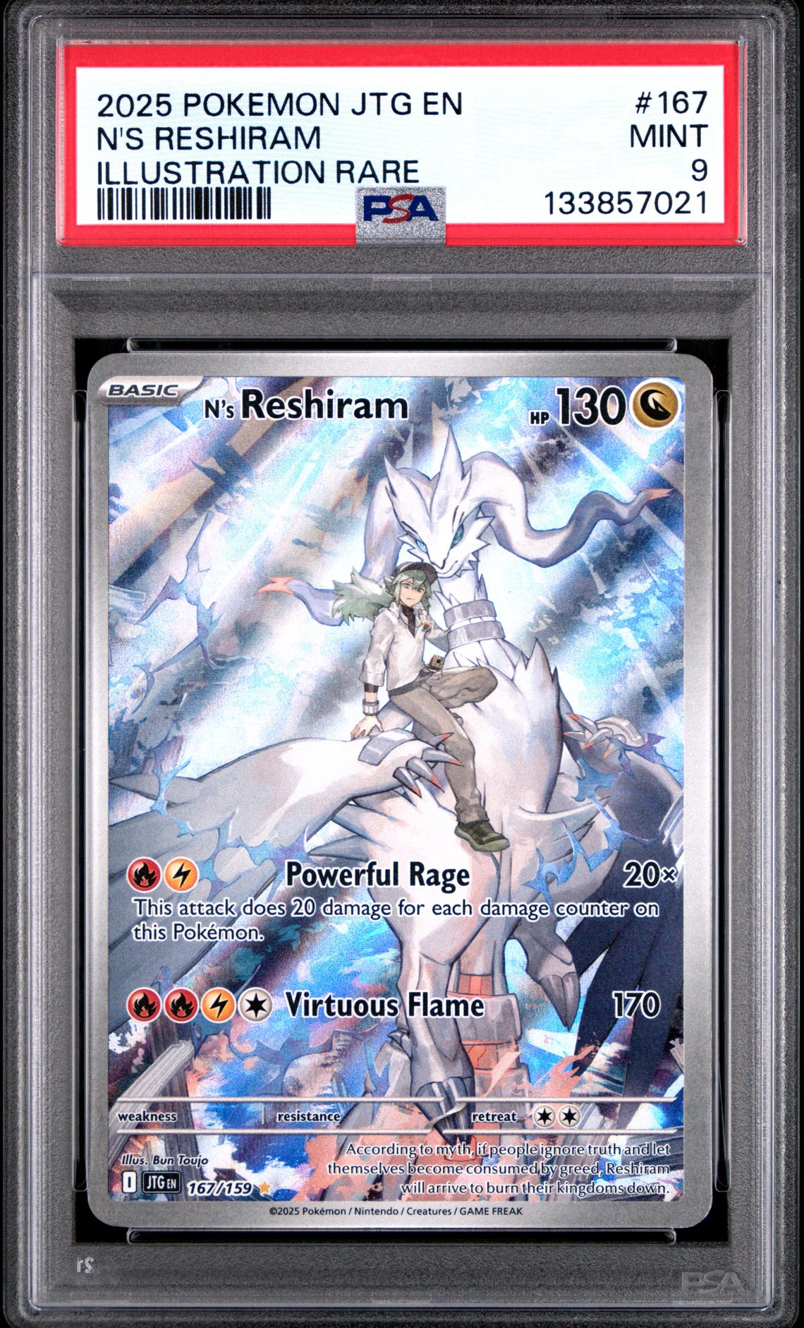 2025 Pokemon Jtg En-Journey Together N's Reshiram #167 (Illustration Rare) Mint 9 front