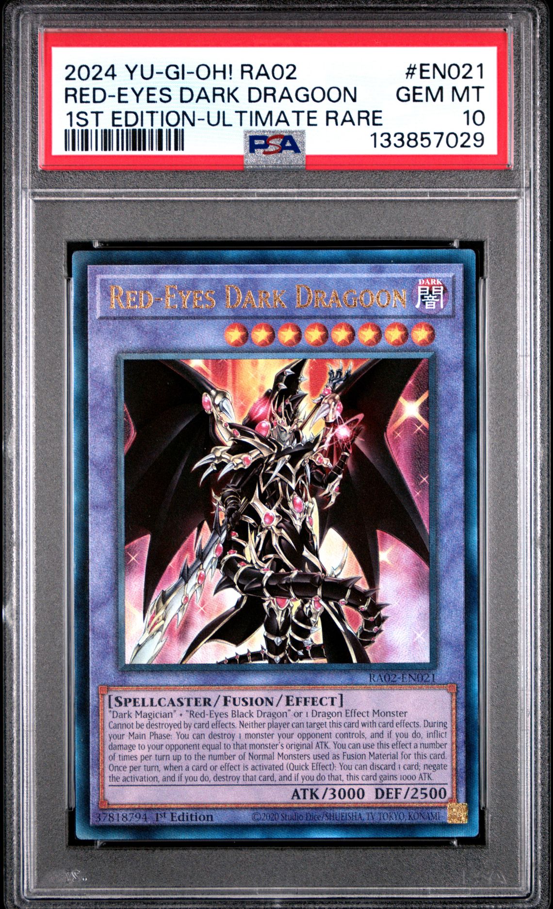 2024 Yu-Gi-Oh! Ra02-25Th Anniversary Rarity Collection Ii Red-Eyes Dark Dragoon #En021 (1St Edition-Ultimate Rare) Gem Mt 10 front