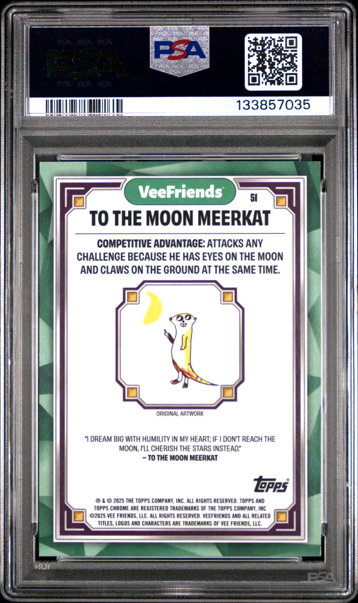 2025 Topps Chrome Veefriends To The Moon Meerkat #51 (Wave Refractor) Gem Mt 10 back