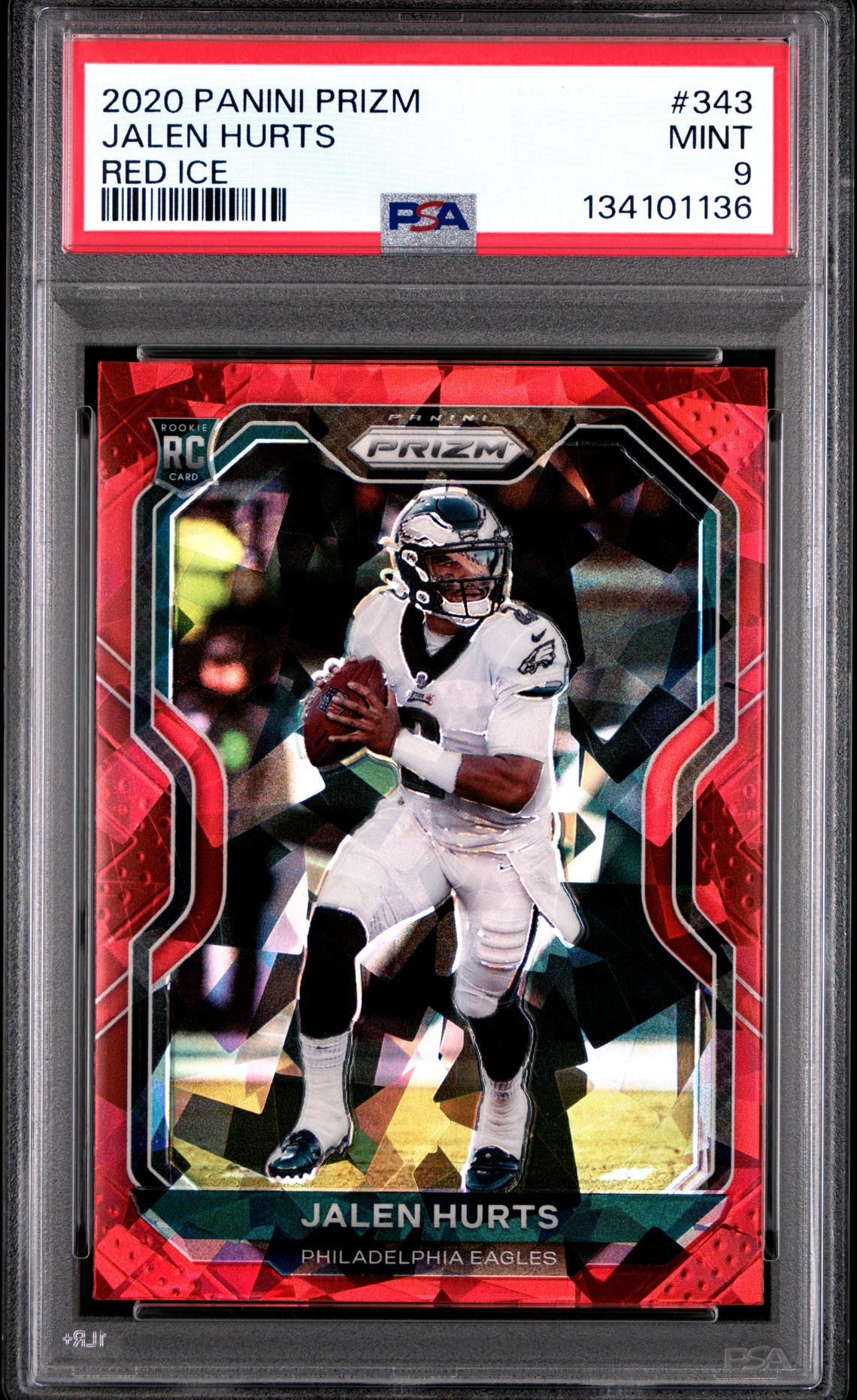 2020 Panini Prizm Jalen Hurts #343 (Red Ice) Mint 9 front