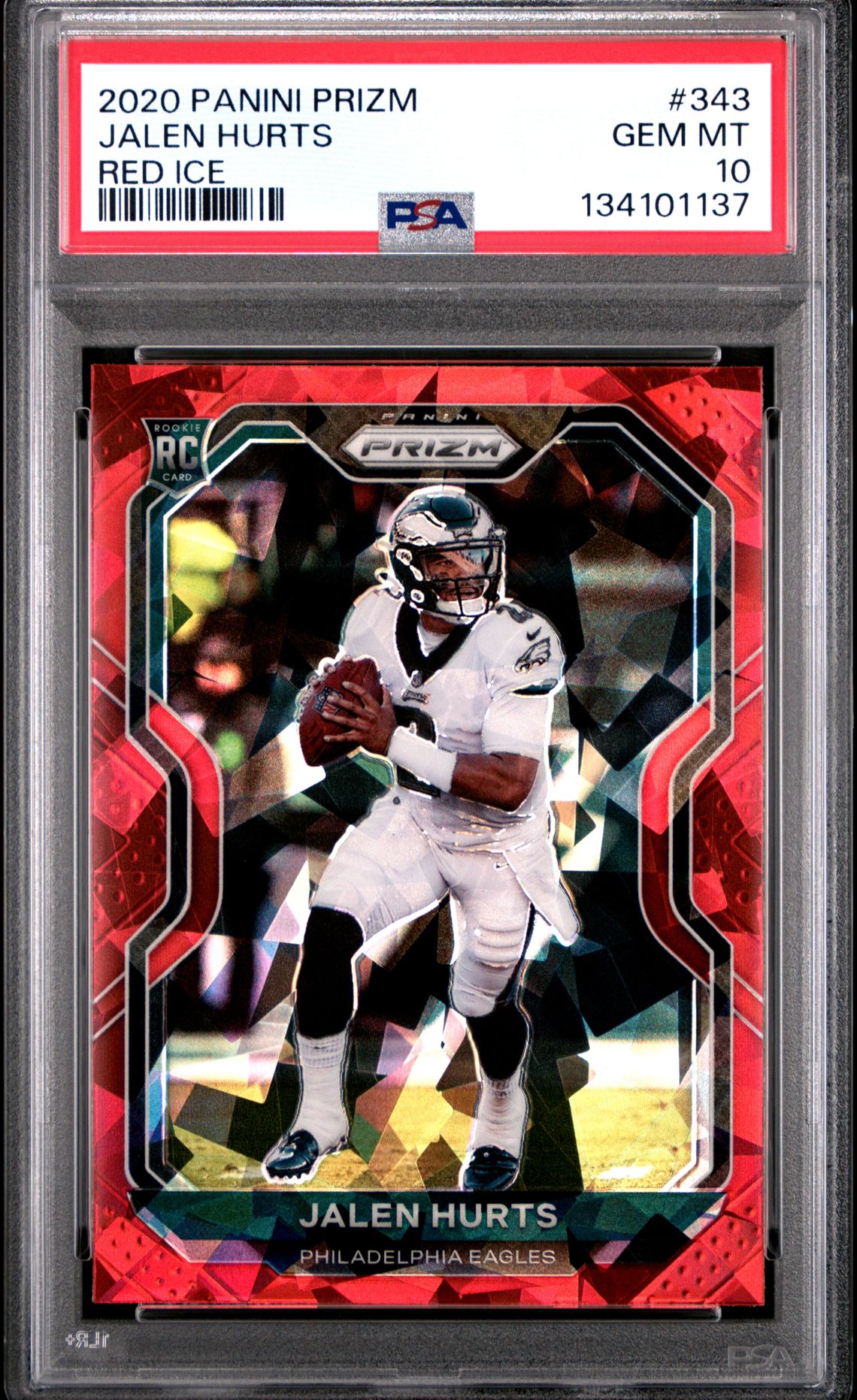 2020 Panini Prizm Jalen Hurts #343 (Red Ice) Gem Mt 10 front