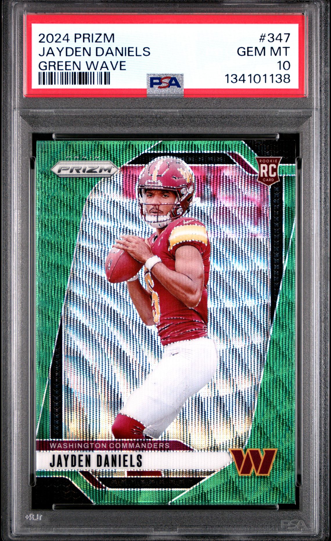 2024 Panini Prizm Jayden Daniels #347 (Green Wave) Gem Mt 10 front