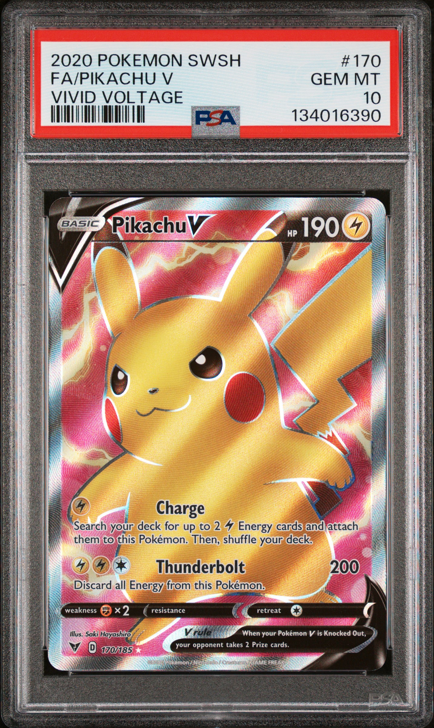 2020 #170 Full Art/Pikachu V PSA 10 Sword & Shield Vivid Voltage