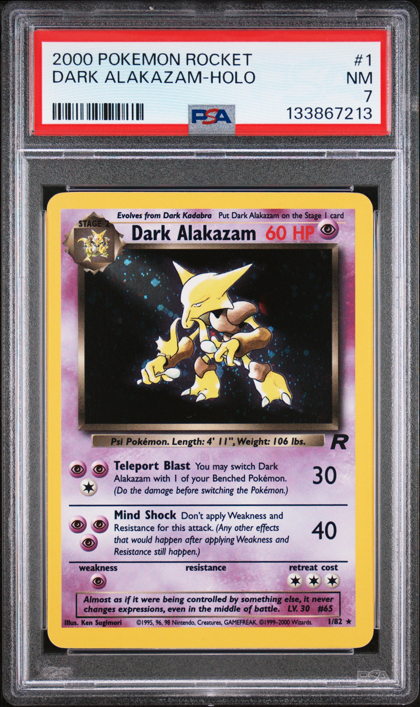 2000 #1 Dark Alakazam-Holo PSA 7 Rocket Pokemon