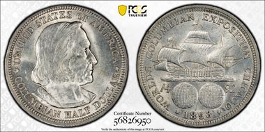 1893 50C Columbian MS64