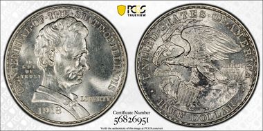 1918 50C Lincoln-Illinois MS64