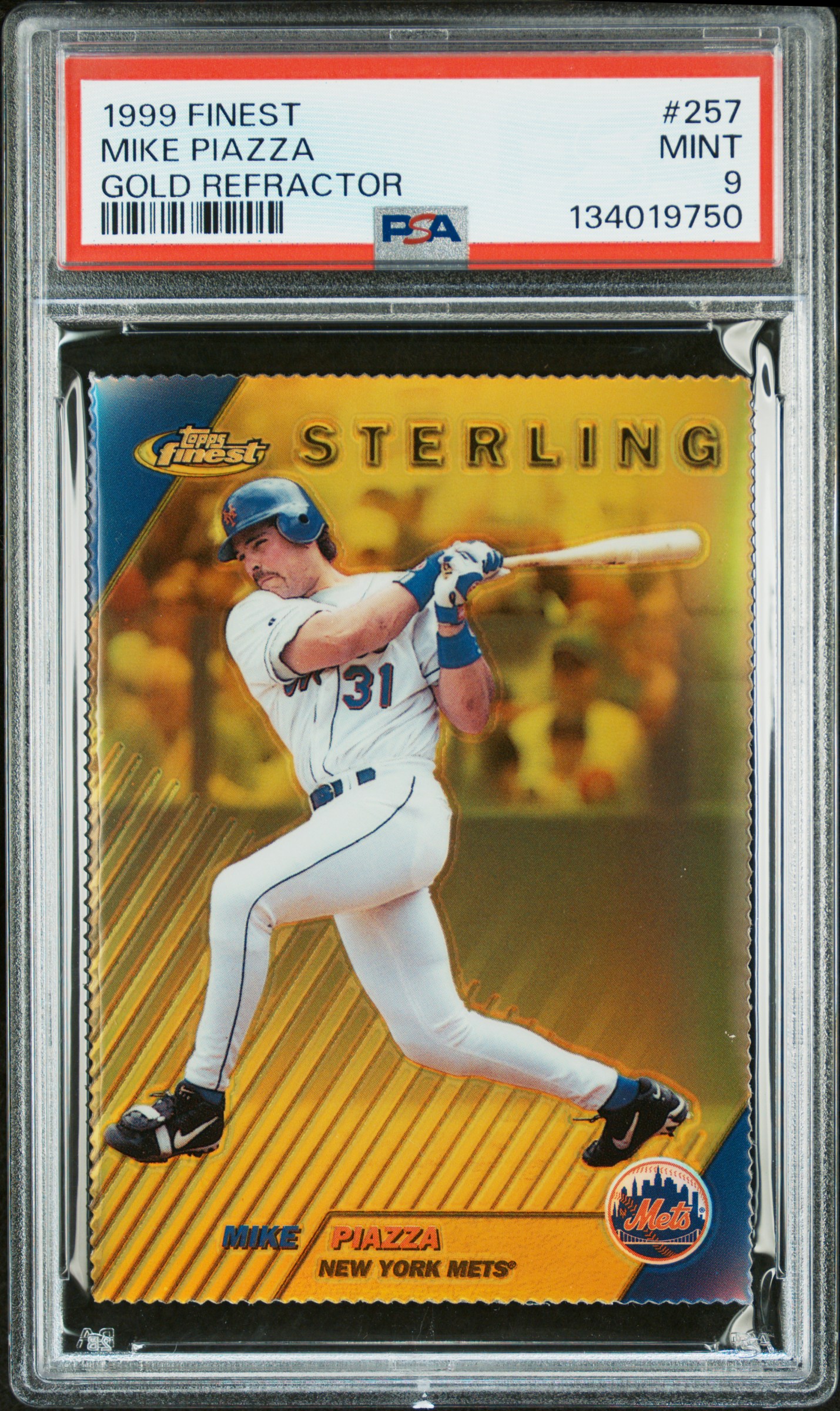 gulacards's 1999 Finest Mike Piazza Gold Refractor #95 PSA 9