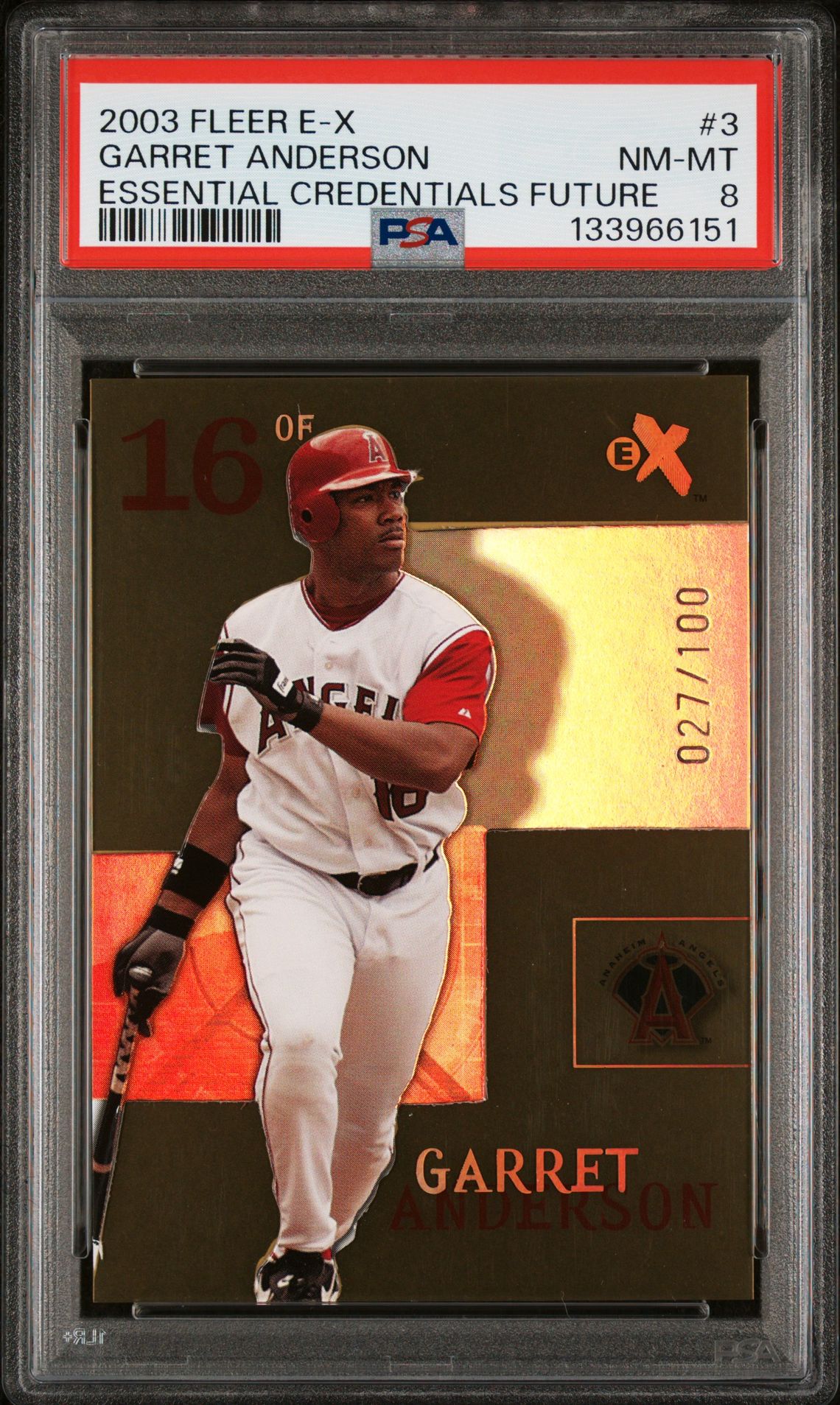 2003 Fleer FLEER E-X ESSENTIAL CREDENTIALS FUTURE #3 Garret Anderson front