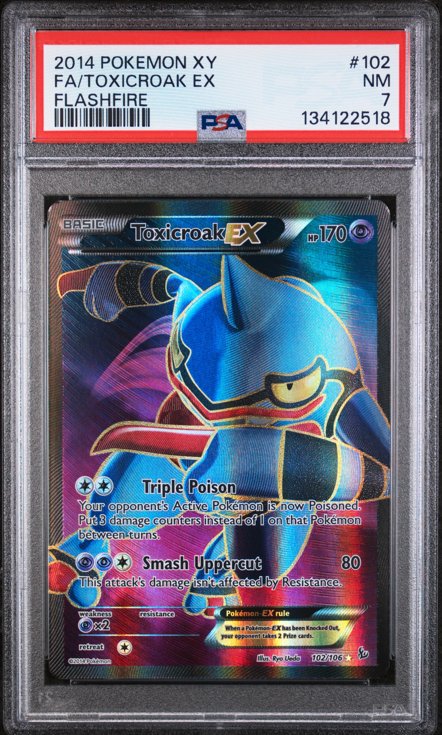 2014 #102 Full Art/Toxicroak EX PSA 7 XY Flashfire