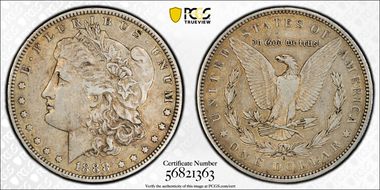 1888-O $1 VAM 34, Oval O XF40