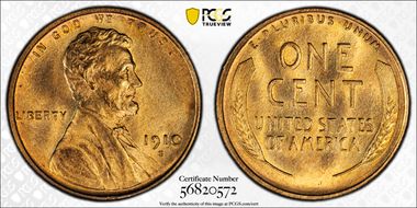 1910-S 1C MS66+ RD