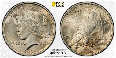 1924 $1 VAM 5A, Broken Wing AU58