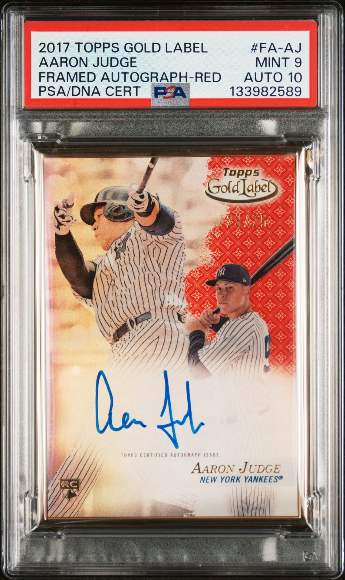 2017 Topps TOPPS GOLD LABEL FRAMED AUTOGRAPHS Red #FA-AJ Aaron Judge front