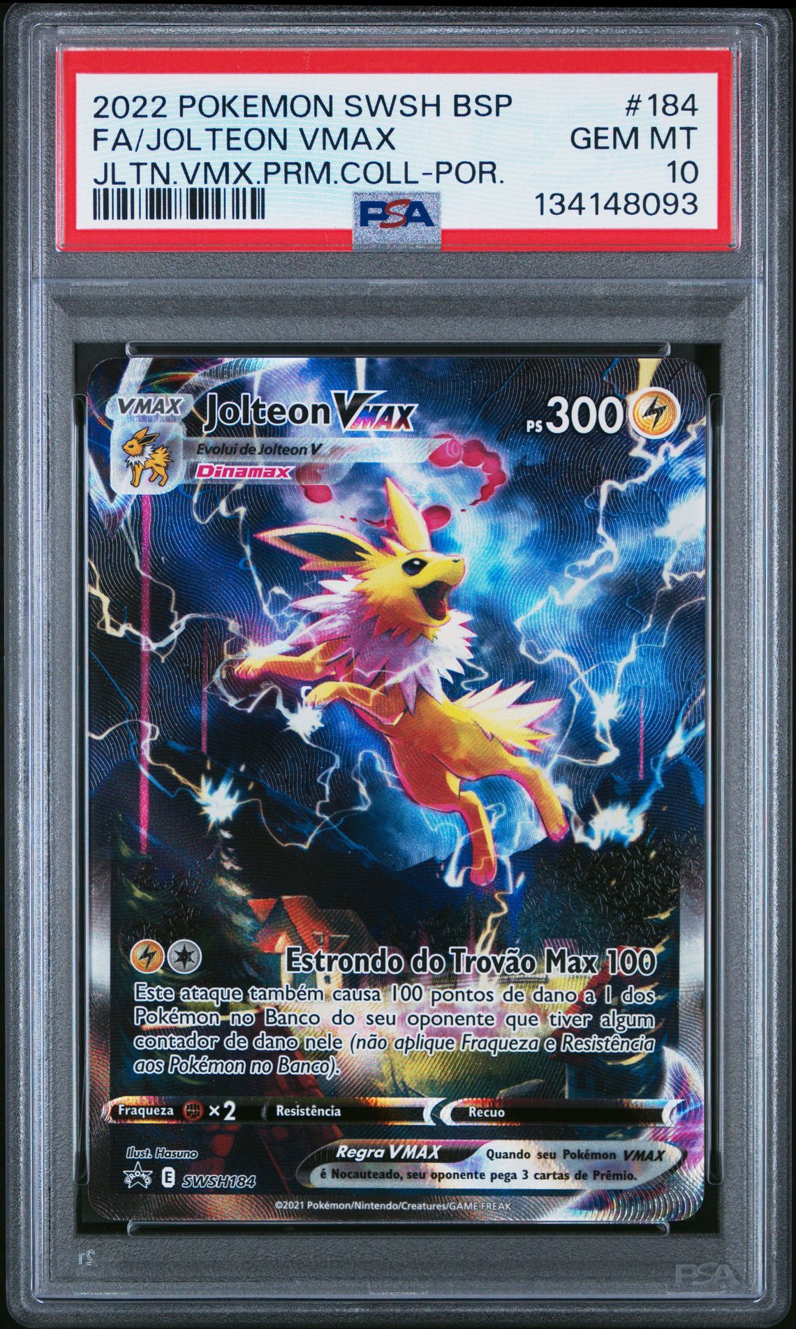 2022 Pokemon POKEMON SWSH BLACK STAR PROMO JLTN.VMX.PRM.COLL-POR. #184 Fa/Jolteon Vmax front
