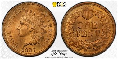 1867 1C MS66RD