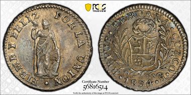 1834 B 1/2 R Cuzco MS61