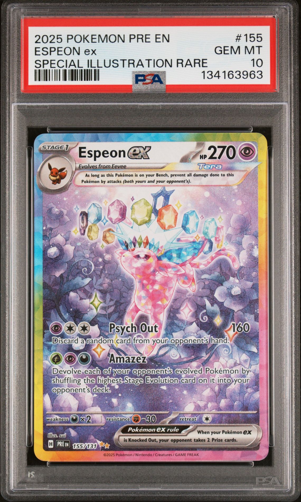 2025 Pokemon POKEMON PRE EN-PRISMATIC EVOLUTIONS SPECIAL ILLUSTRATION RARE #155 Espeon Ex front