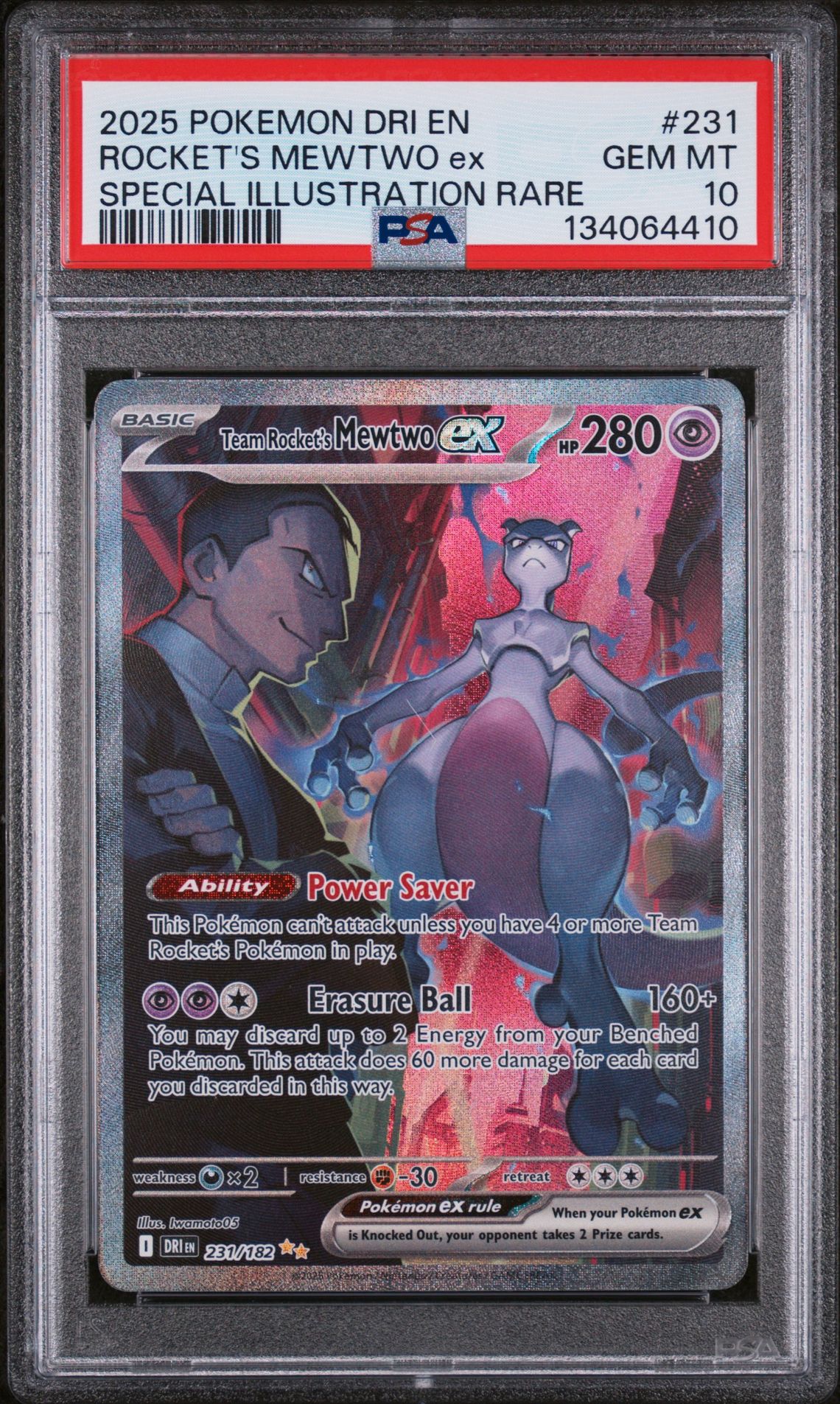 2025 Pokemon Dri En-Destined Rivals Rocket's Mewtwo Ex #231 (Special Illustration Rare) Gem Mt 10 front