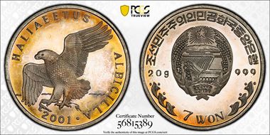 2001 7 Won White-Tailed Sea Eagle PR67