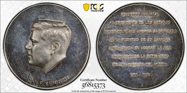 1963 Medal John F. Kennedy Memorial Ag Spanish Legend 40mm SP61