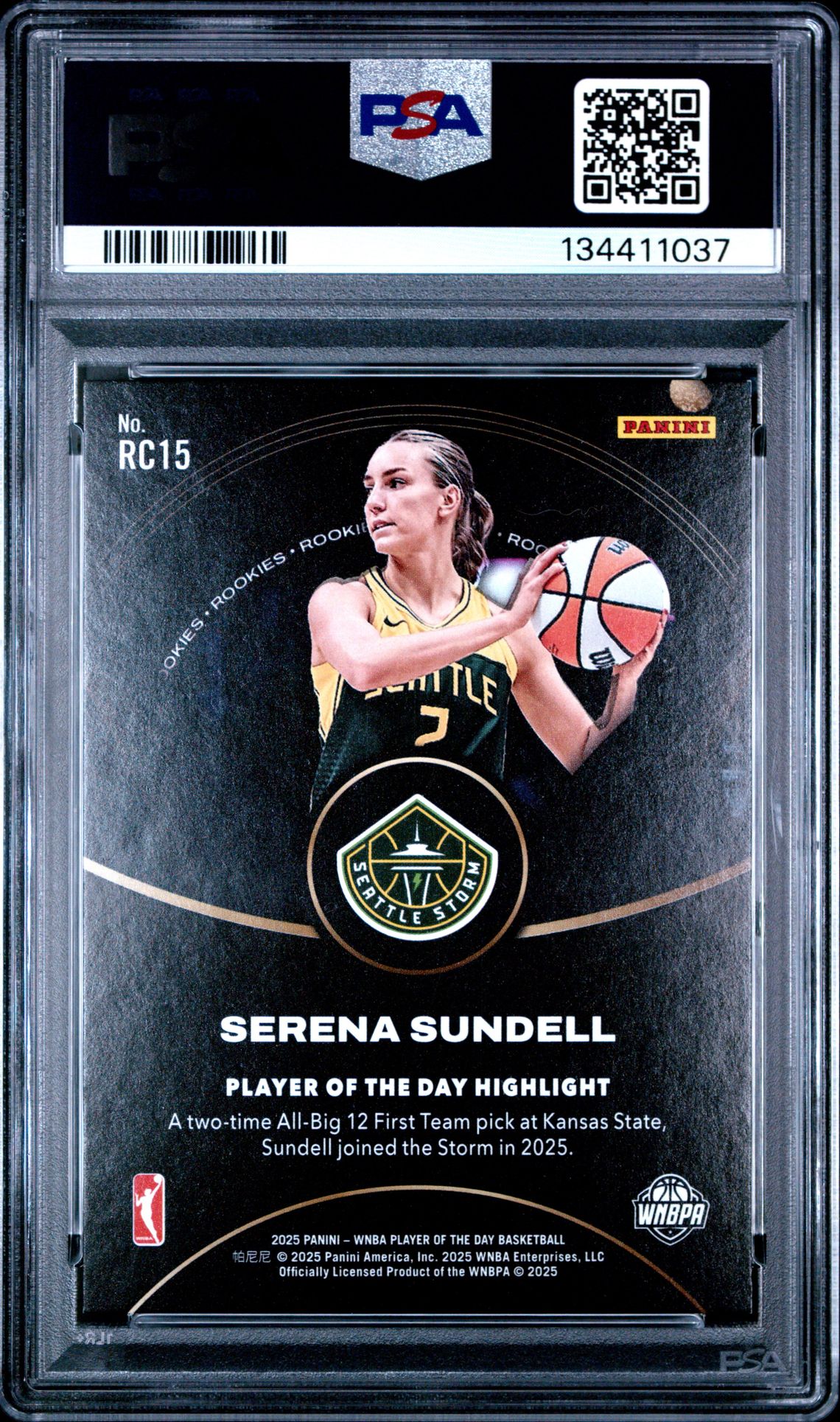 2025 Panini Wnba Player Of The Day Rookies Serena Sundell #15 (Rookies-Green) Nm-Mt 8 back