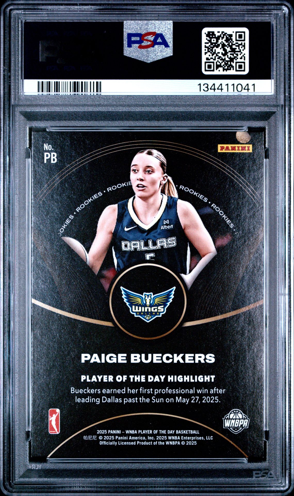 2025 Panini Wnba Player Of The Day Rookies Paige Bueckers #Pb (Rookies-Red) Mint 9 back