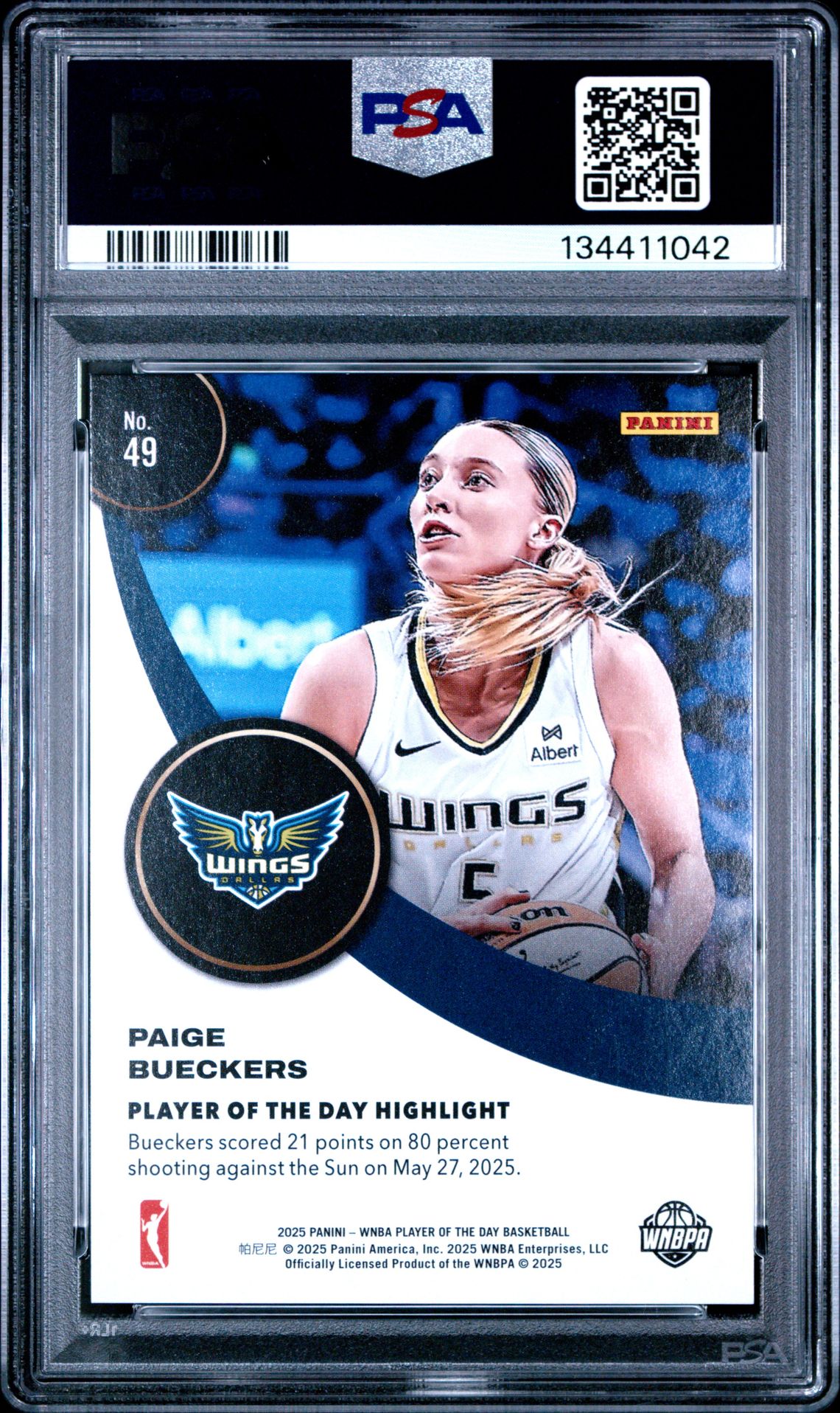 2025 Panini Wnba Player Of The Day Paige Bueckers #49 (Red) Mint 9 back