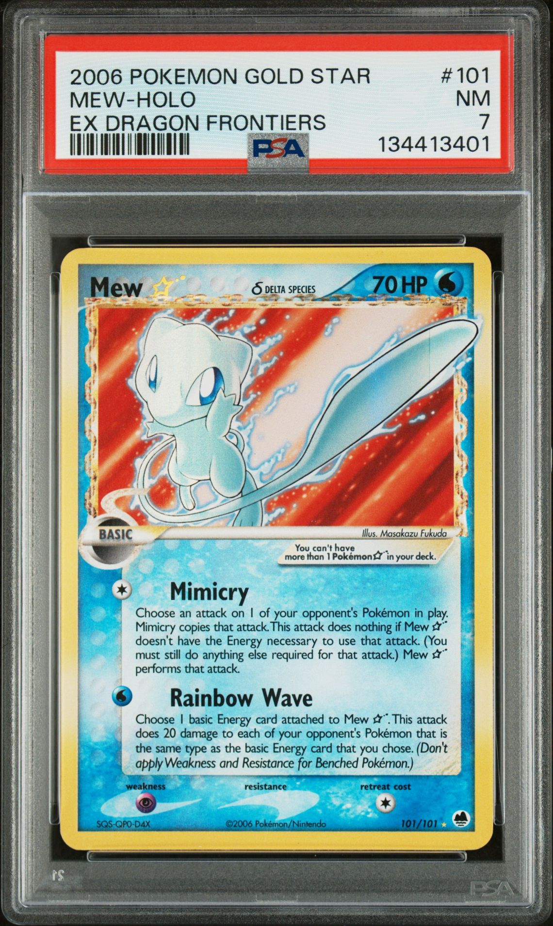 2006 Pokemon Ex Dragon Frontiers Mew-Holo #101 (Ex Dragon Frontiers) Nm 7 front