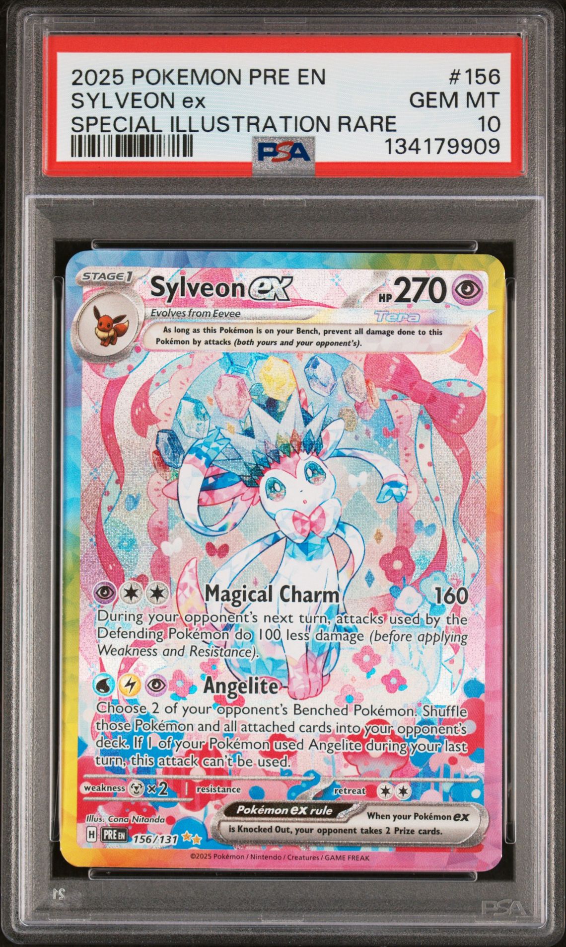 2025 Pokemon Pre En-Prismatic Evolutions Sylveon Ex #156 (Special Illustration Rare) Gem Mt 10 front