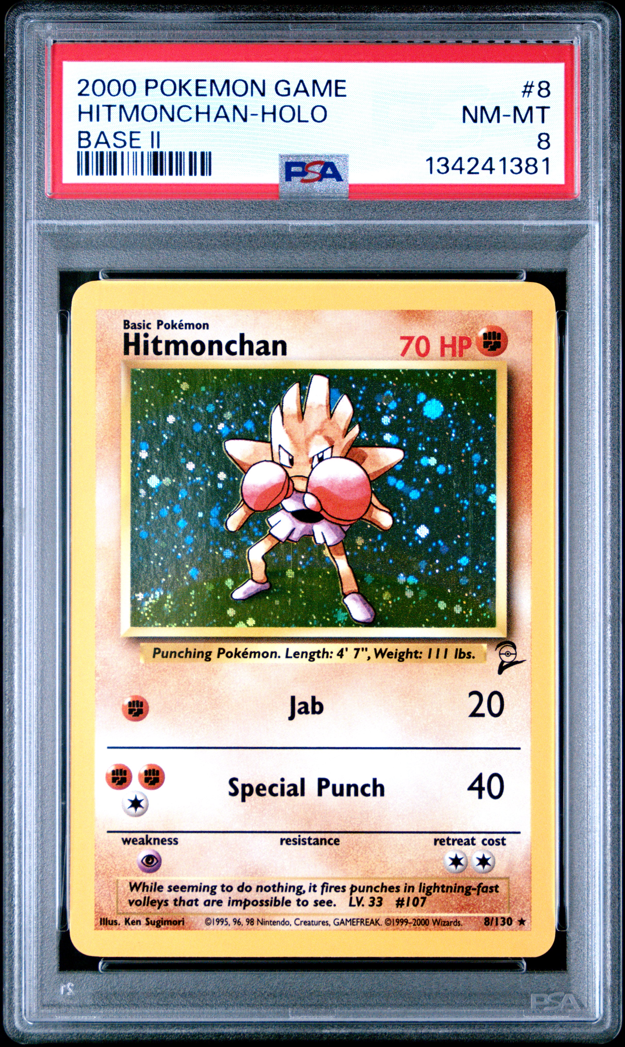 2000 #8 Hitmonchan-Holo PSA 8 Game Base II