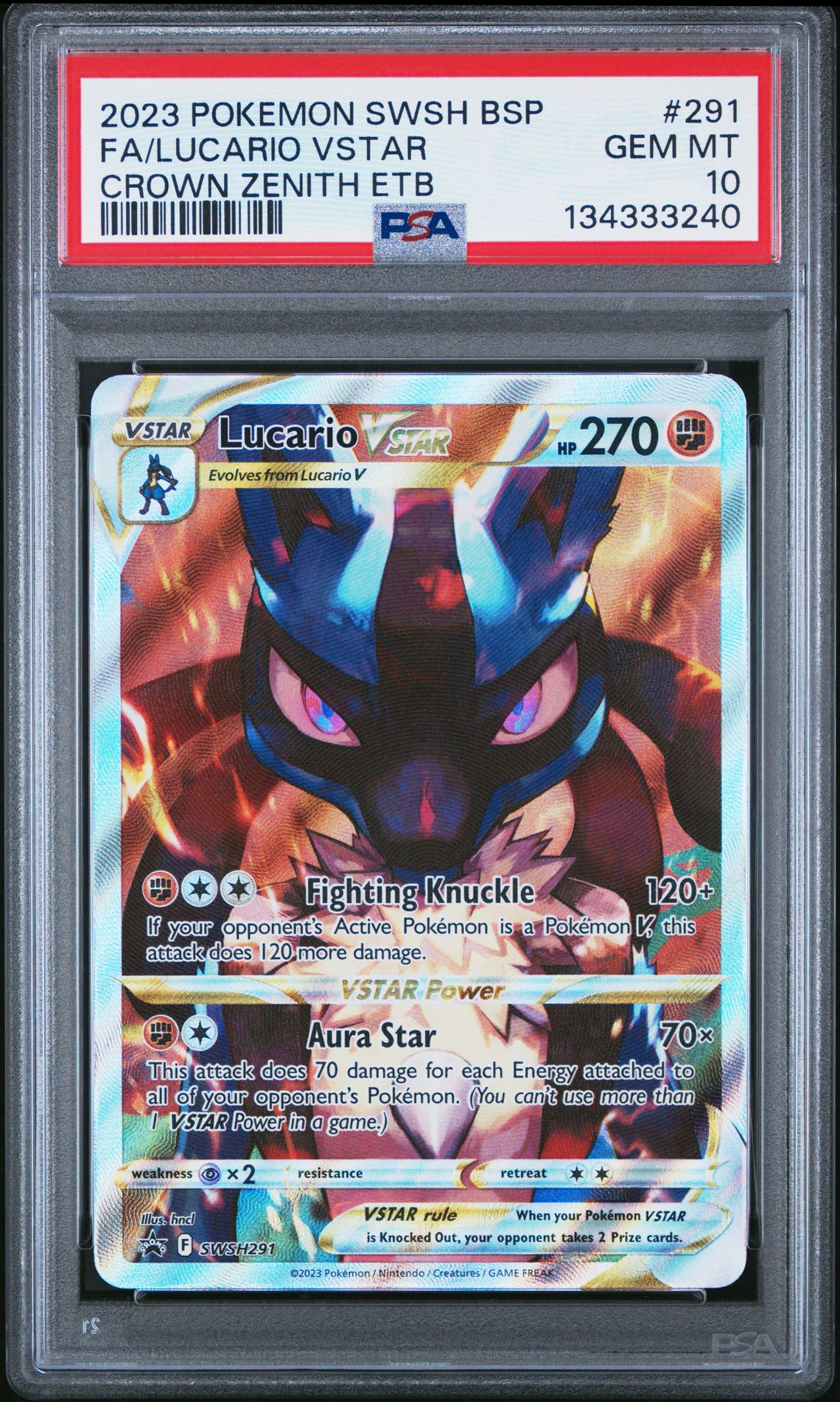2023 Pokemon POKEMON SWSH BLACK STAR PROMO CROWN ZENITH ETB #291 Fa/Lucario Vstar front