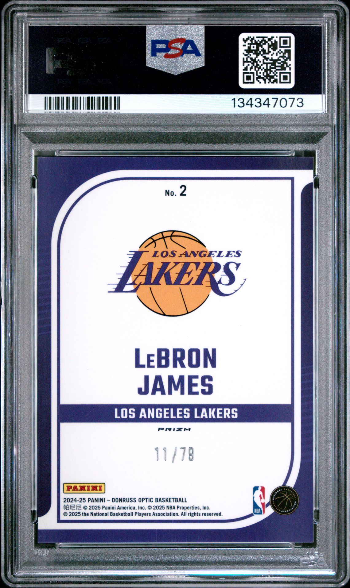 2024 PANINI DONRUSS OPTIC ELITE DOMINATORS LeBRON JAMES ELITE DOMINATORS-PINK VLC 2 GEM MT 10 back