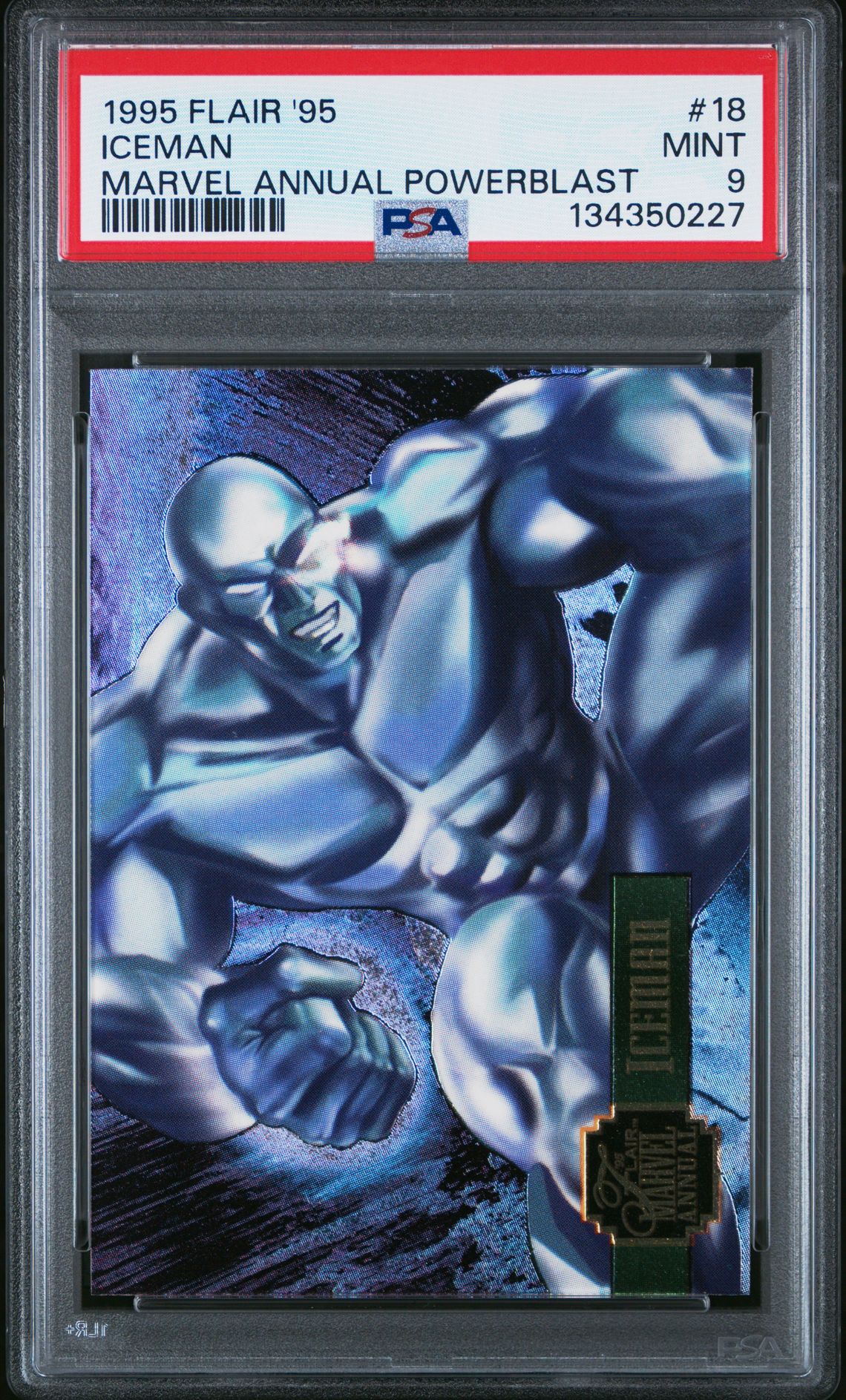 1995 Flair '95 Marvel Annual Powerblast Iceman #18 (Marvel Annual Powerblast) Mint 9 front