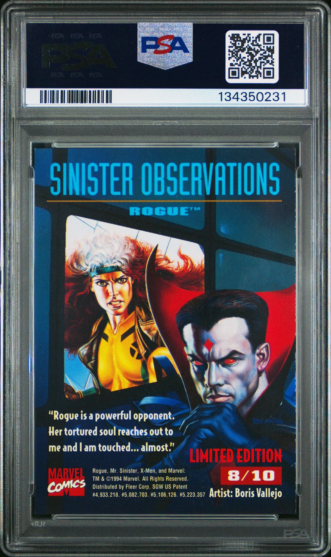 1995 Ultra X-Men Sinister Observations Rogue #8 (Sinister Observations) Mint 9 back