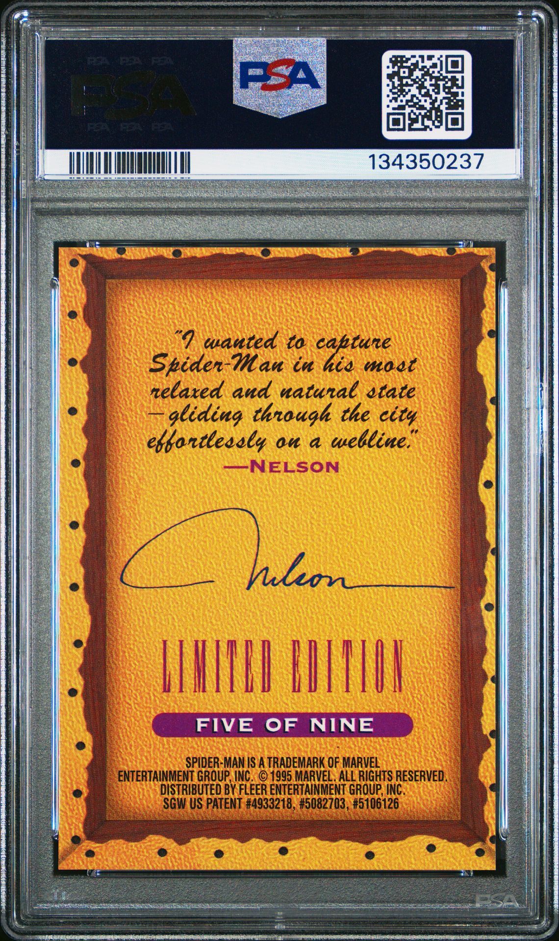 1995 Ultra Spider-Man Masterpieces Spider-Man #5 (Masterpieces) Nm-Mt 8 back