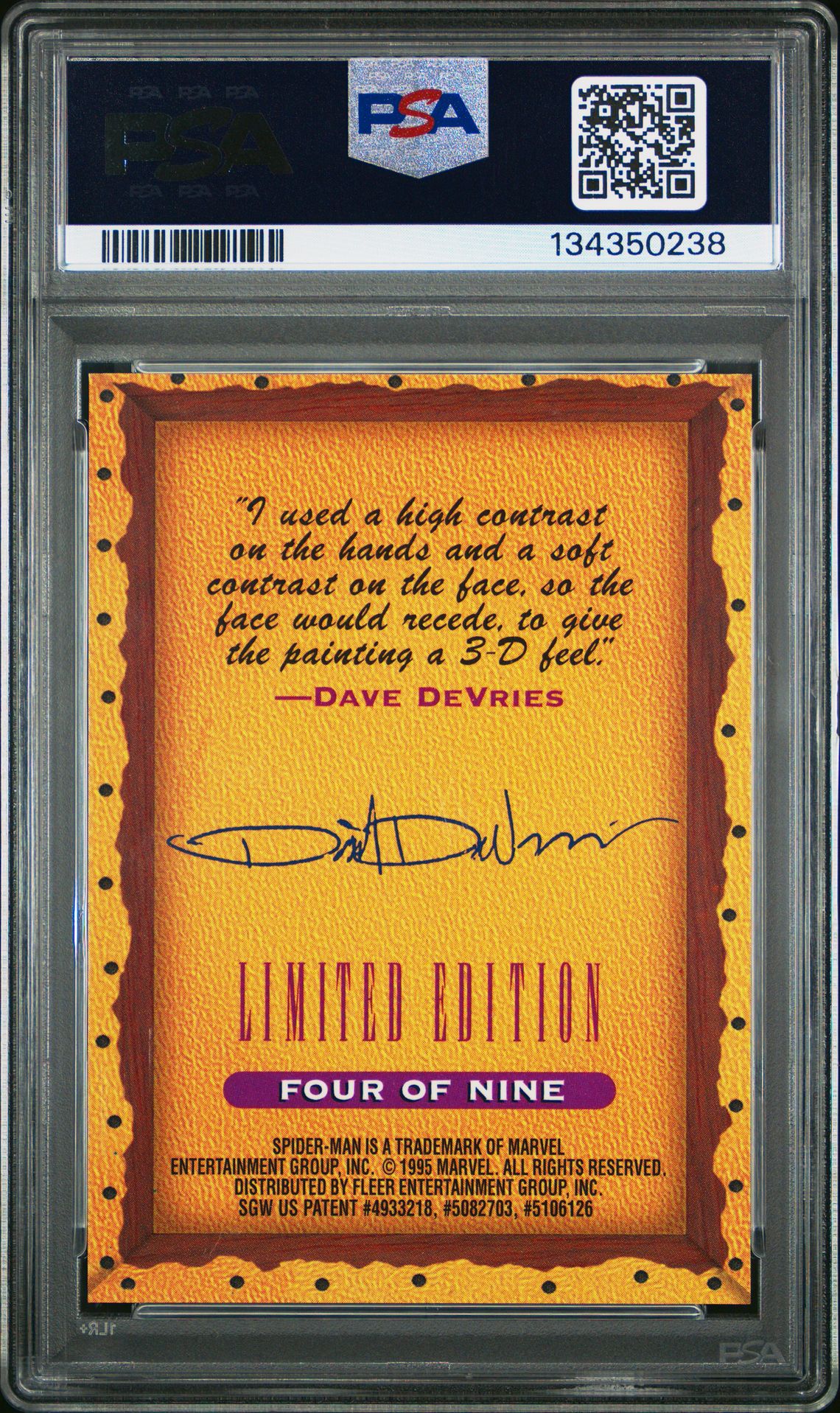 1995 Ultra Spider-Man Masterpieces Spider-Man #4 (Masterpieces) Mint 9 back