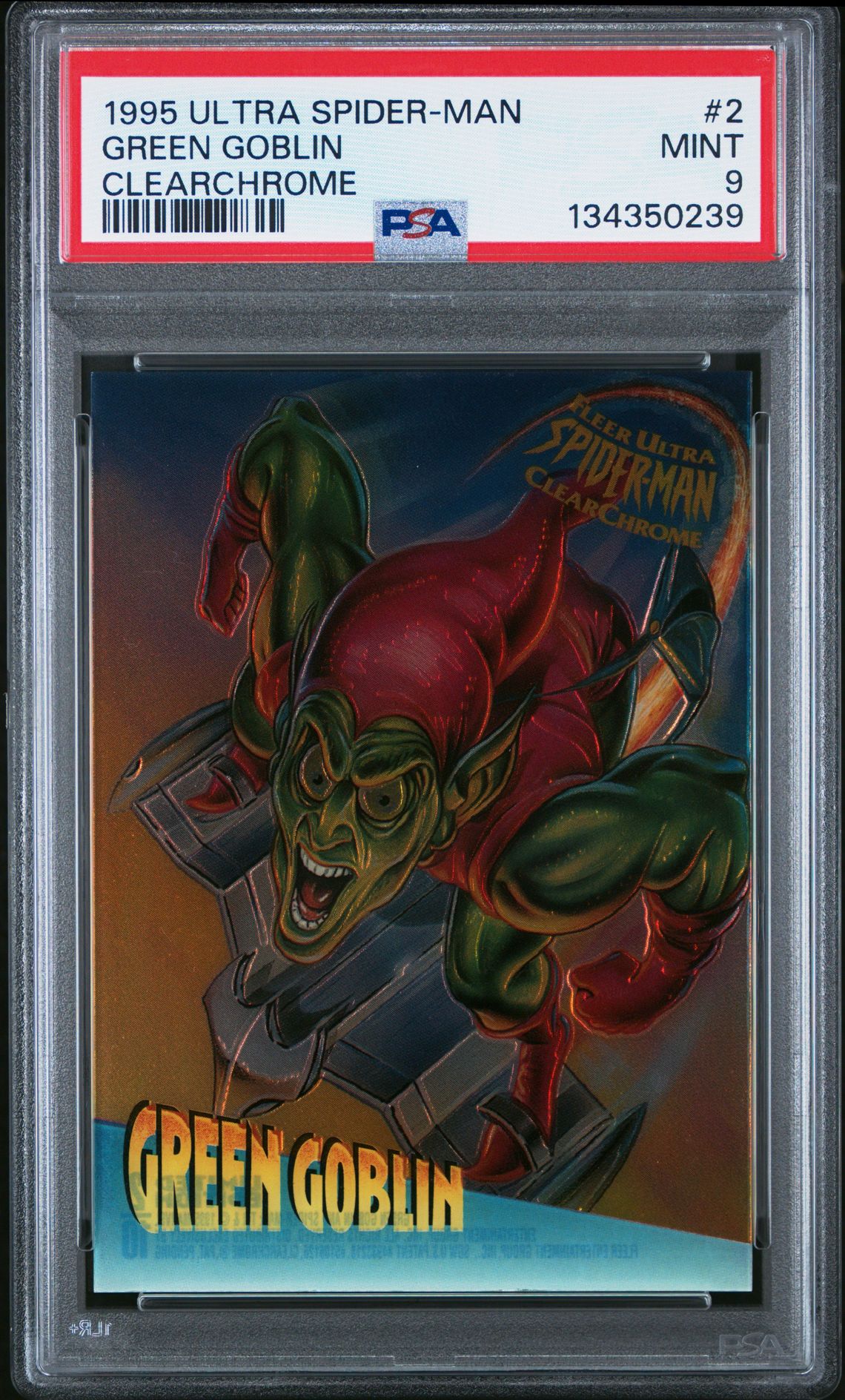 1995 Ultra Spider-Man Clearchrome Green Goblin #2 (Clearchrome) Mint 9 front