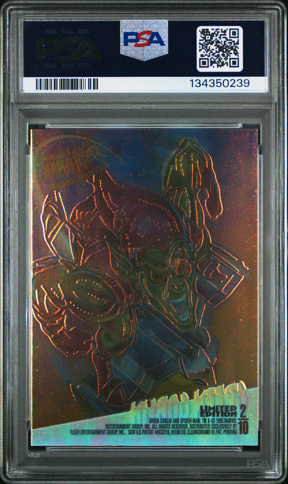 1995 Ultra Spider-Man Clearchrome Green Goblin #2 (Clearchrome) Mint 9 back
